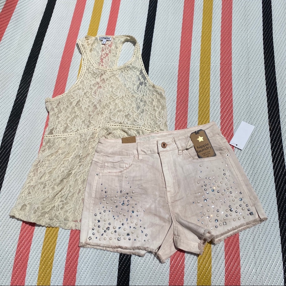 Embellished High Waisted Shorts
